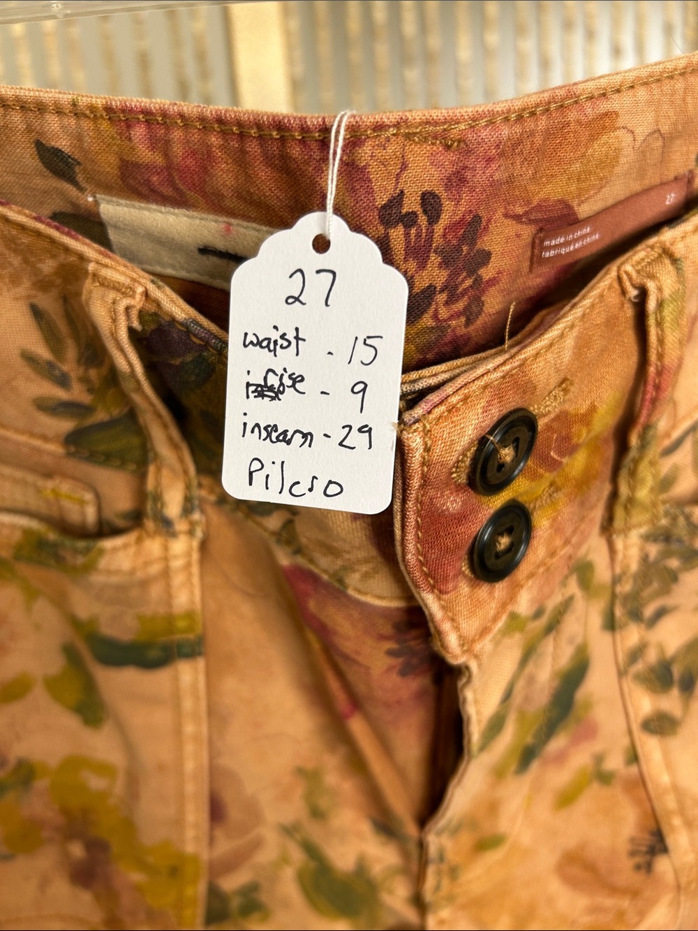 Anthropologie Pilcro The Wander Floral Pattern Pants Size 27 - Picture 3 of 7